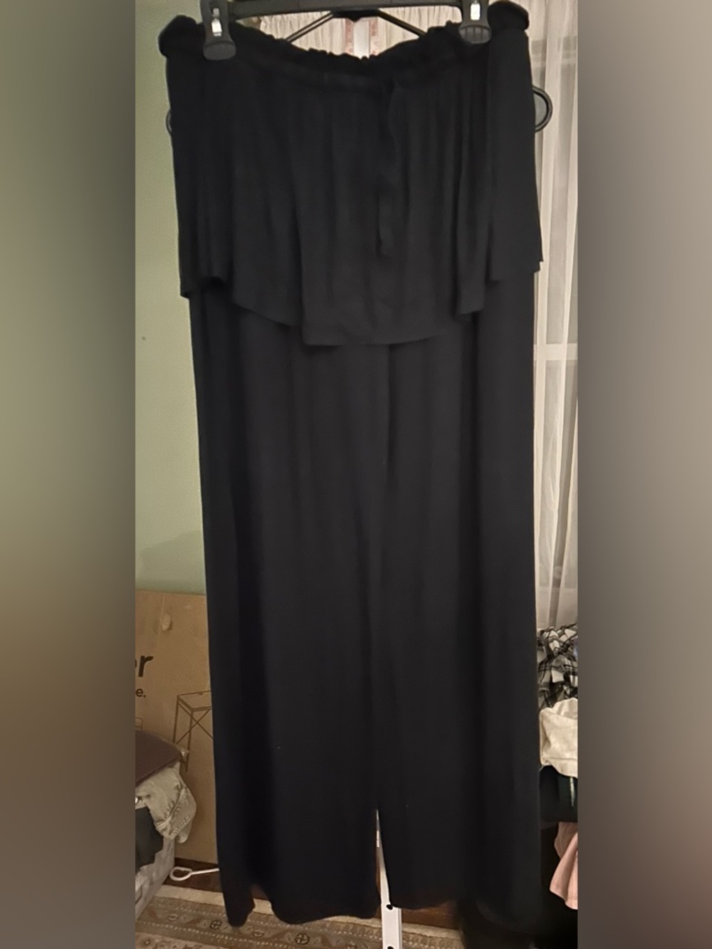 Free People Wide Leg Pants in Black with flowing overlay